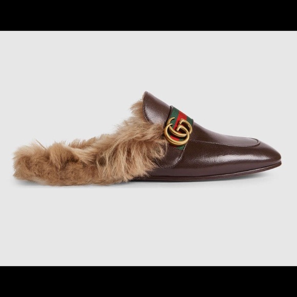 princetown leather slipper with double g